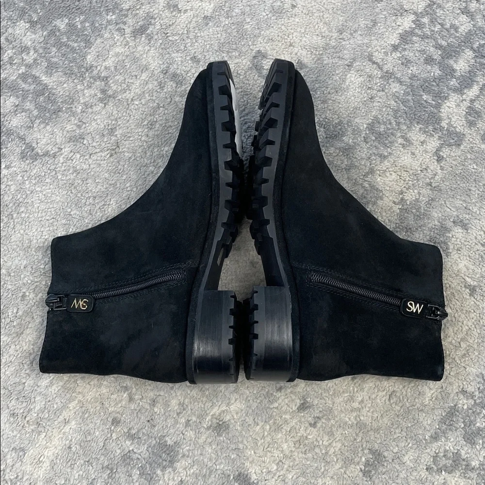 New Stuart Weitzman Maelie Black Suede Ankle Boots Booties Sz 4.5